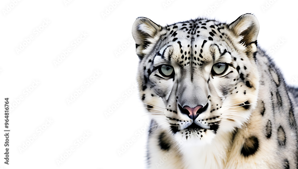 portrait snow leopard isolated white background portrait snow leopard isolated white background
