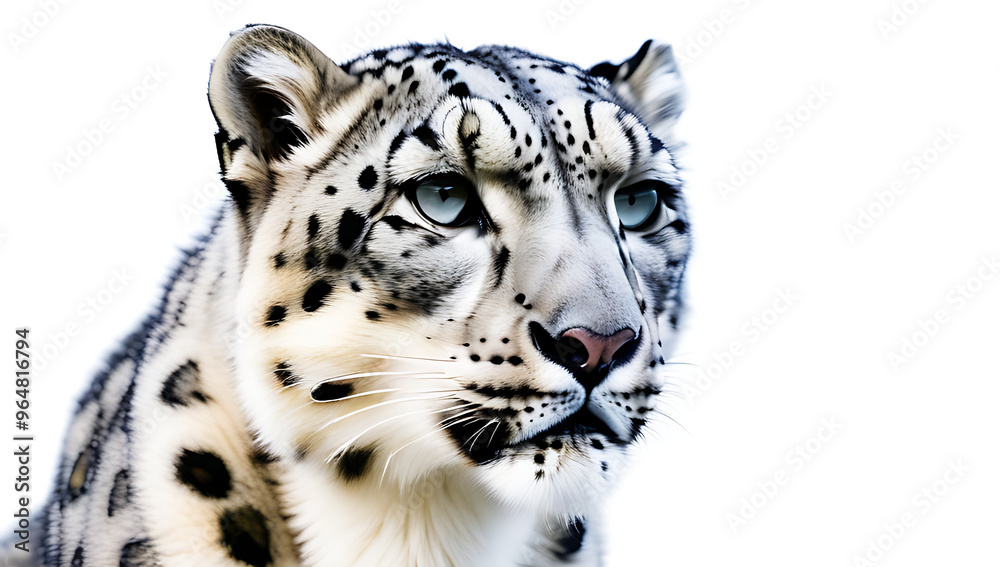 portrait snow leopard isolated white background portrait snow leopard isolated white background