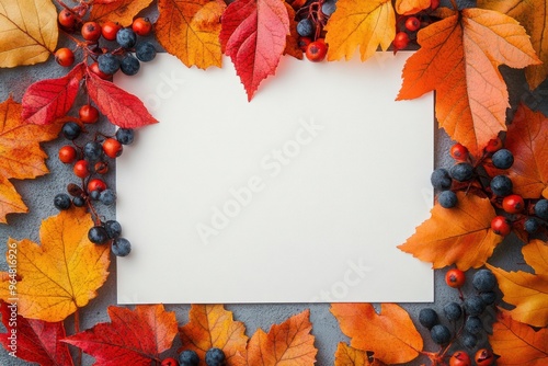 Blank card with fall leaves for your message or invitation photo