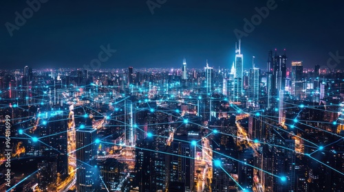 Cityscape with Network Connections