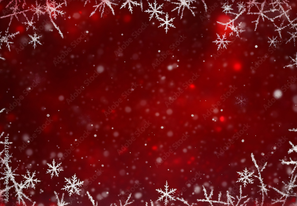 Christmas red background with snowflakes frame Christmas red background with snowflakes frame