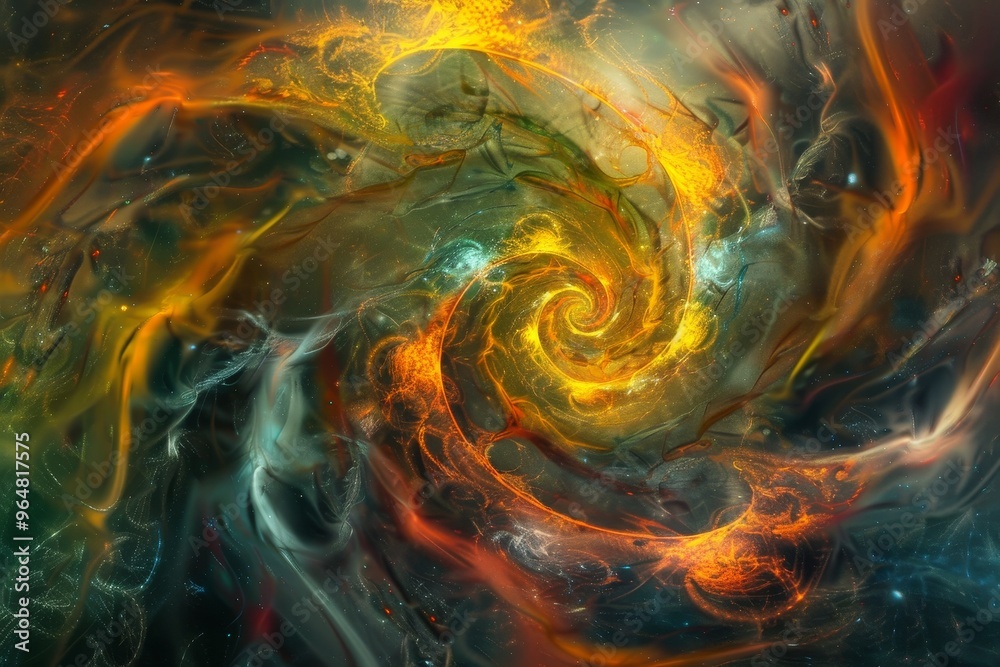 Obraz premium A stunning display of vibrant colors and swirling patterns captures the essence of a galaxy in deep space, showcasing the beauty of the cosmos.