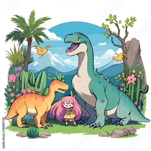 dinosaurs in the woods