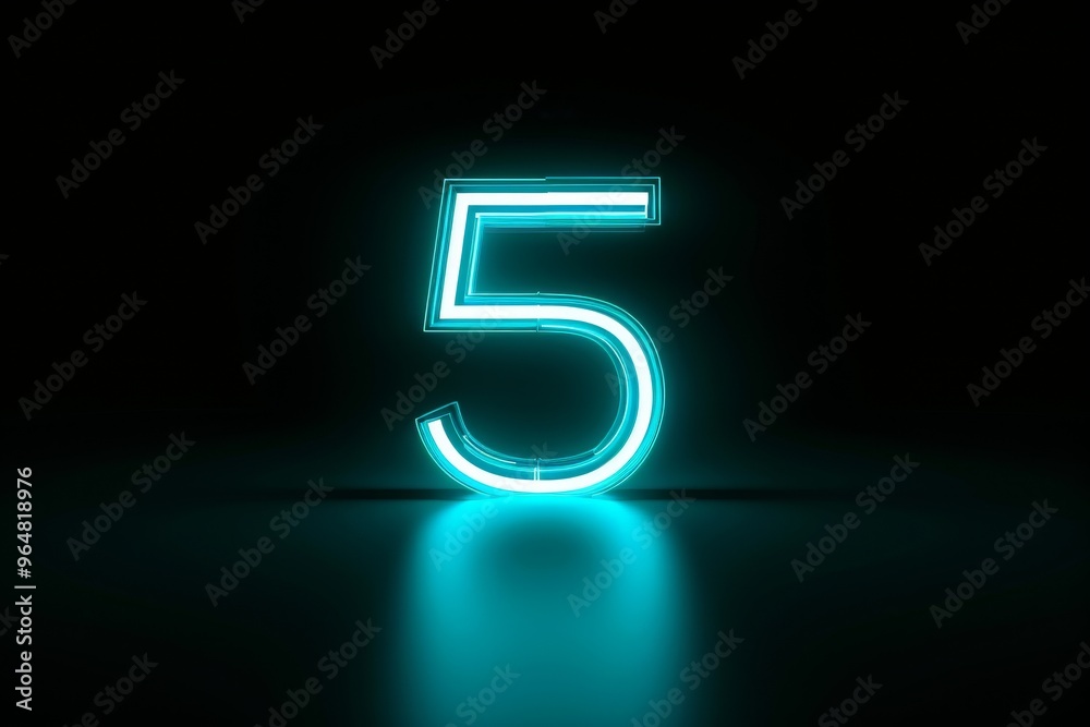 A bright neon number five emits blue light in a dark setting, creating an eye-catching visual that emphasizes its modern aesthetic and unique glow. A bright neon number five emits blue light in a dark setting, creating an eye-catching visual that emphasizes its modern aesthetic and unique glow.