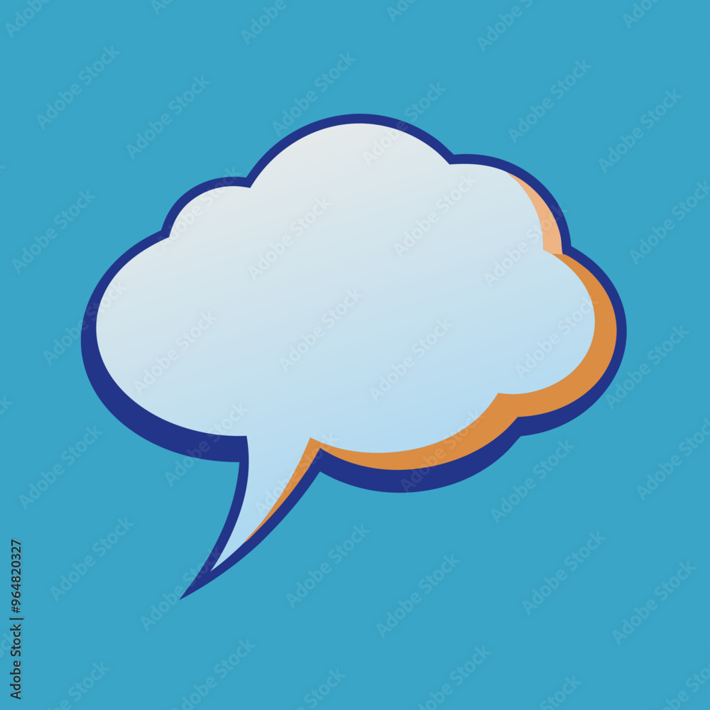 White cloud speech bubble with blue background in comic style White cloud speech bubble with blue background in comic style