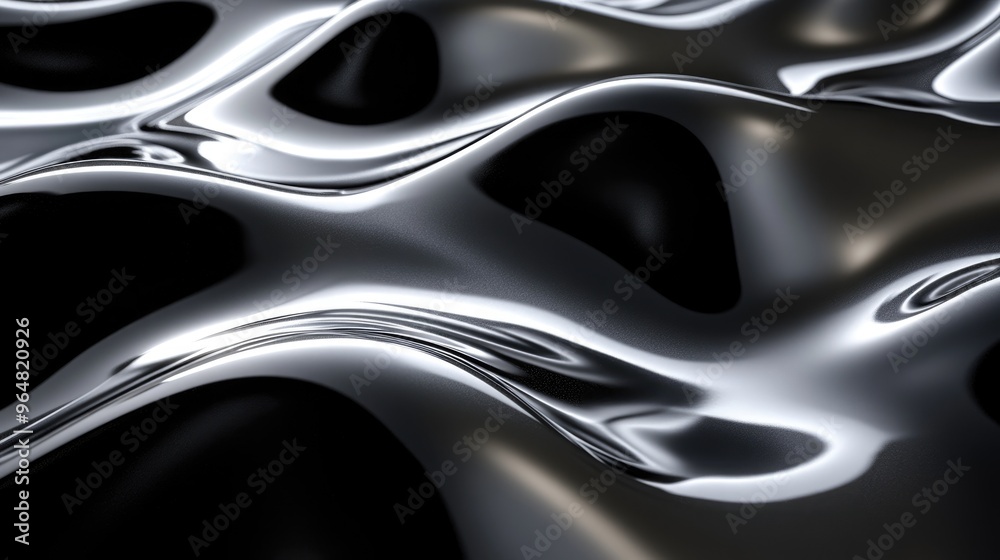 Chrome Wave. Abstract Artistic Design with Metallic Silver Curve on White Background Chrome Wave. Abstract Artistic Design with Metallic Silver Curve on White Background