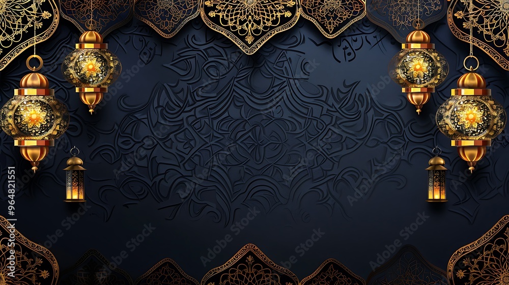 Elegant Ramadan Background with Golden Lanterns Elegant Ramadan Background with Golden Lanterns