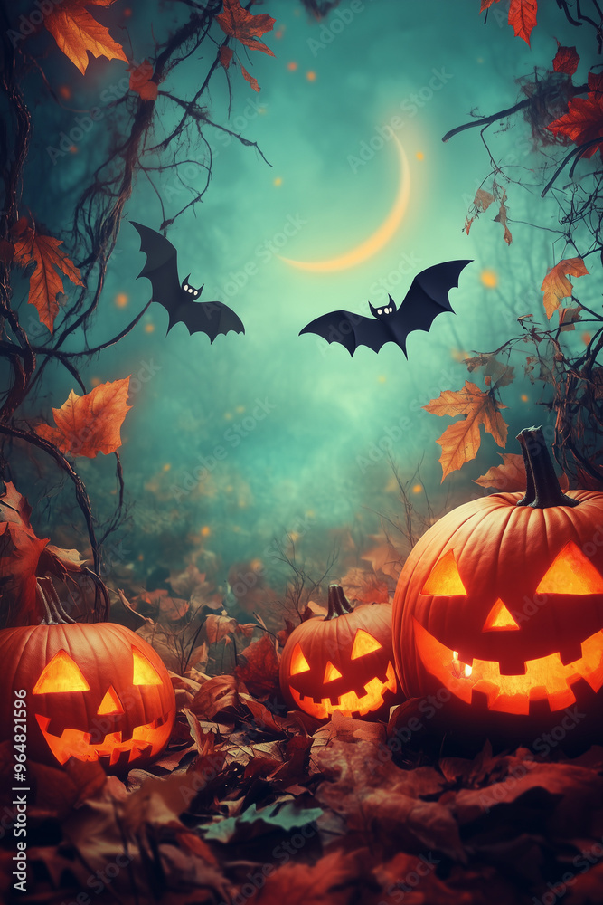 Fototapeta premium halloween background with pumpkins