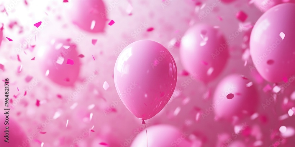 Pink Balloons in Air