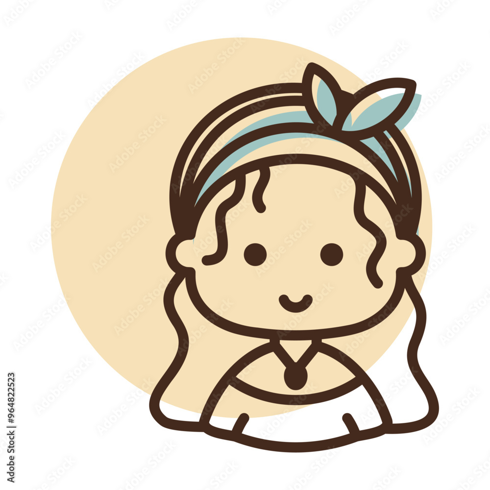 Woman girl with long straight hair vector icon Woman girl with long straight hair vector icon