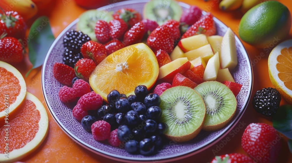 Fresh fruit platter on a table