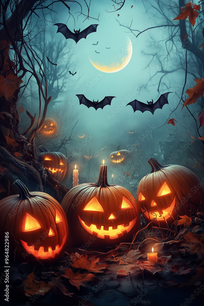 Obraz premium halloween background with pumpkins