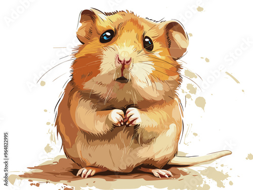 A cute cartoon hamster Vector illustration on white background