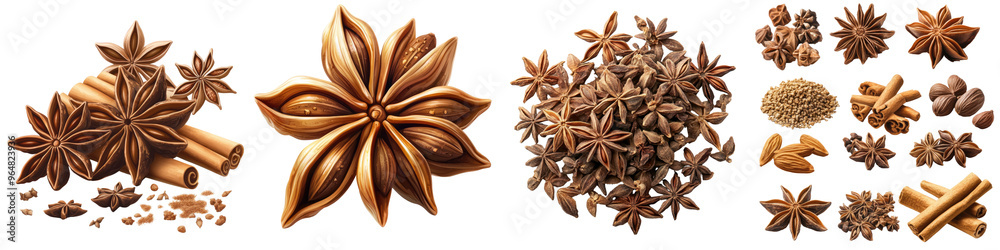 Anise - Sweet and licorice-flavored spice Isolated on Clear White Background Highly Detailed Anise - Sweet and licorice-flavored spice Isolated on Clear White Background Highly Detailed