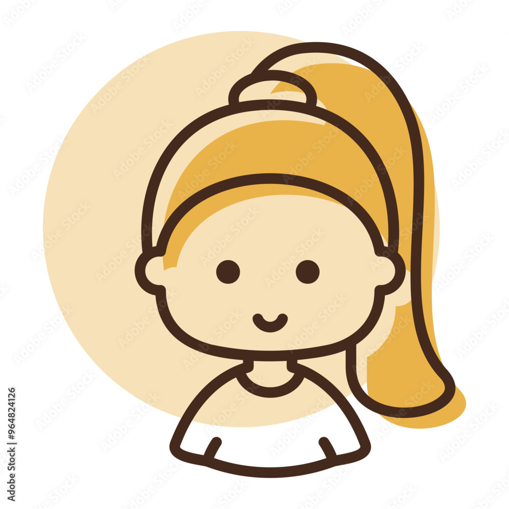 Woman girl head with ponytail vector icon