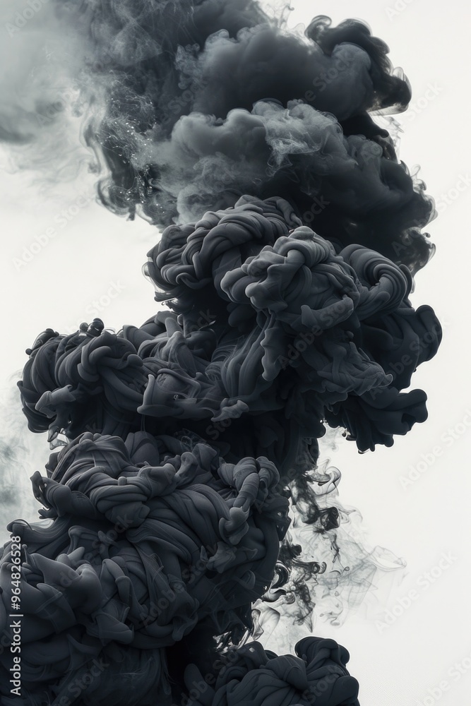 A black cloud of smoke rises into the air after an explosion or accident A black cloud of smoke rises into the air after an explosion or accident