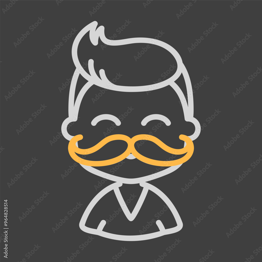 Man boy with mustache avatar vector icon Man boy with mustache avatar vector icon