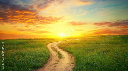 Golden Sunset Over a Winding Path