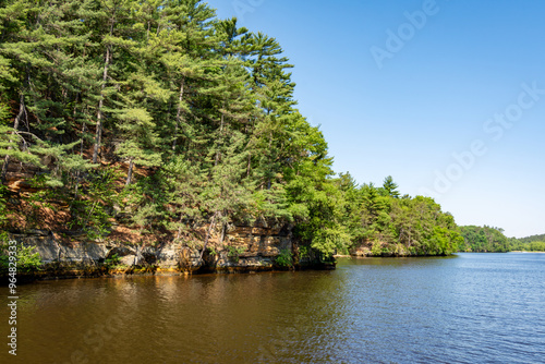 The Cambrian sandstone bluffs along the Wisconsin River in the Wisconsin Dells. photo