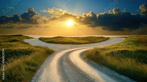 Wallpaper Mural Fork in the Road at Sunset Torontodigital.ca