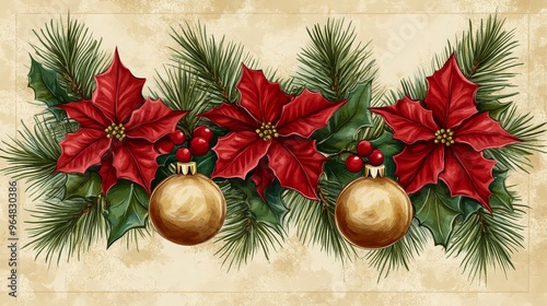 Happy Holidays, season's greetings and new year vector template with Christmas element decoration. ai generated