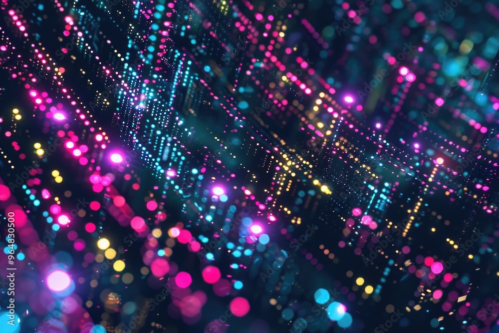 Fototapeta premium Fairy lights shining in the dark, perfect for capturing ambiance and mood