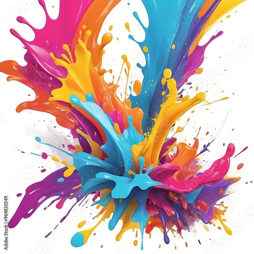 Colorful explosion of colored powder on white background, abstract colorful burst and smoke Creating a Dynamic and Stunning in white background