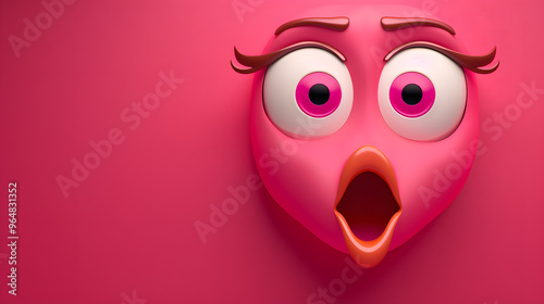 Loving eyes and mouth emoji expression on pink background