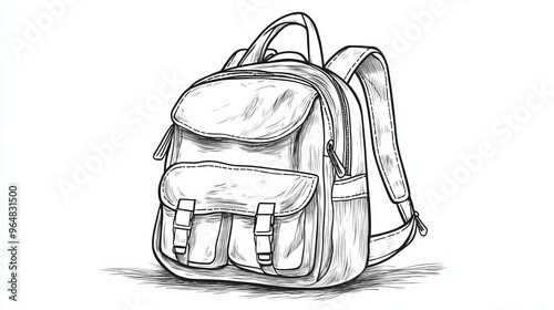 Outline illustration of a school backpack, also suitable for hiking purposes