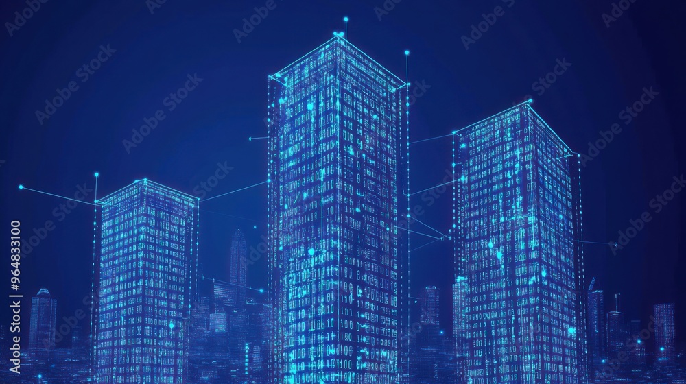 Obraz premium Digital Skyscrapers: A Futuristic Cityscape