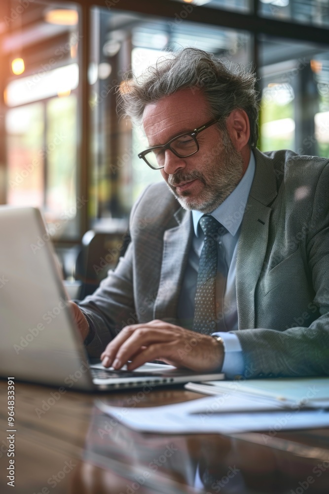 A person using a laptop at a desk A person using a laptop at a desk