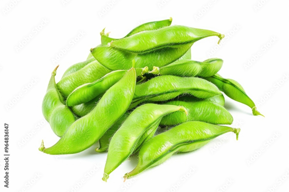 A stack of fresh green beans on a clean white background A stack of fresh green beans on a clean white background