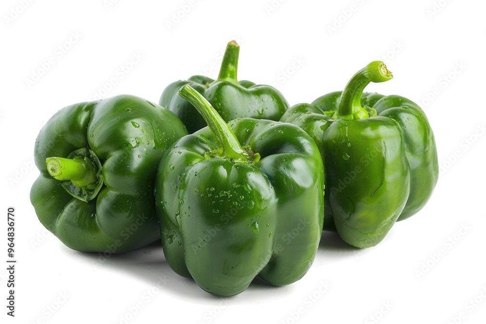Fresh green peppers arranged on a surface Fresh green peppers arranged on a surface