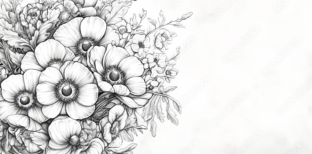 Floral illustration featuring a whimsical vase Floral illustration featuring a whimsical vase