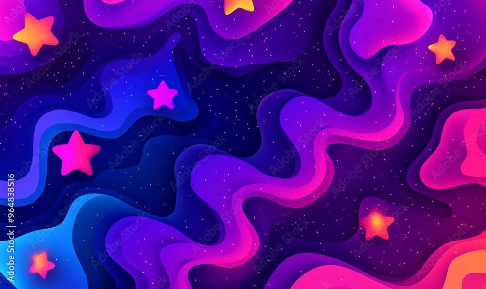 An abstract line art illustration featuring a 2D glossy background and vibrant glowing lights An abstract line art illustration featuring a 2D glossy background and vibrant glowing lights