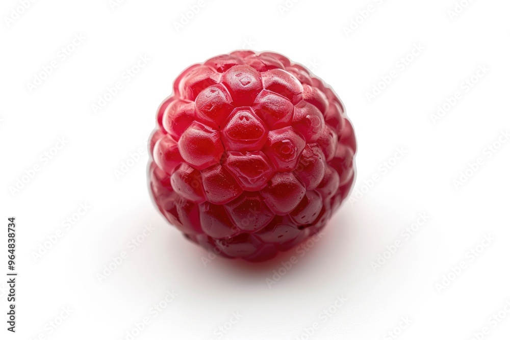 A single raspberry on a white surface, ideal for food and product photography A single raspberry on a white surface, ideal for food and product photography