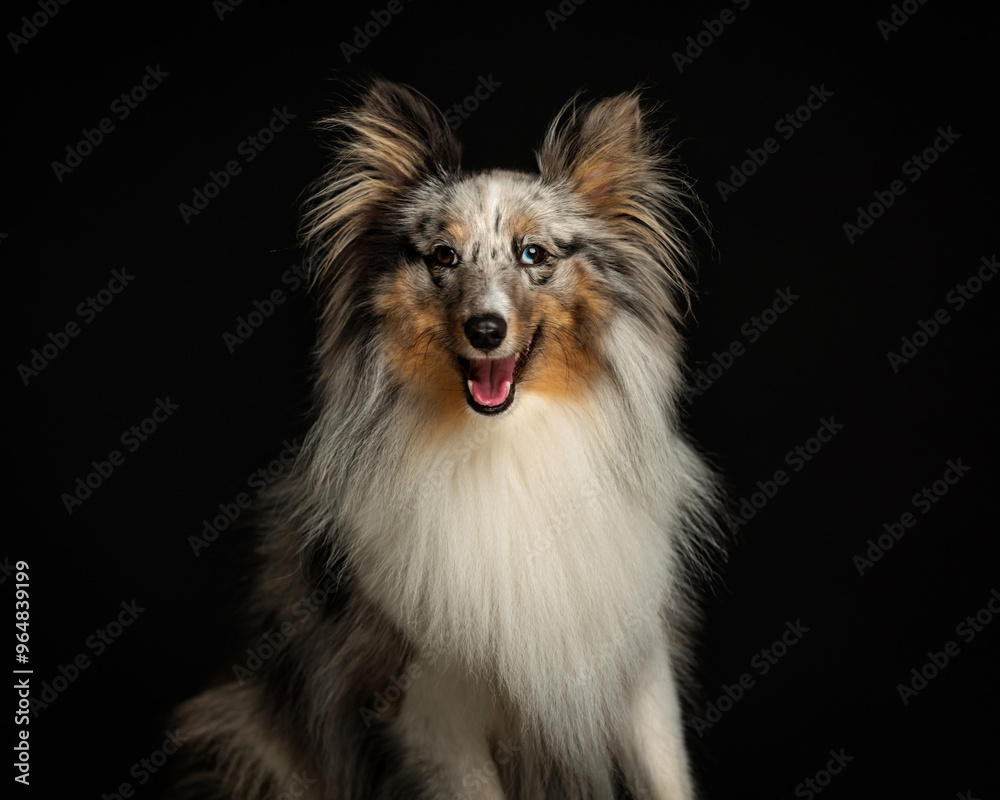adorable shetland sheepdog dog with fluffy fur sticking out tongue adorable shetland sheepdog dog with fluffy fur sticking out tongue