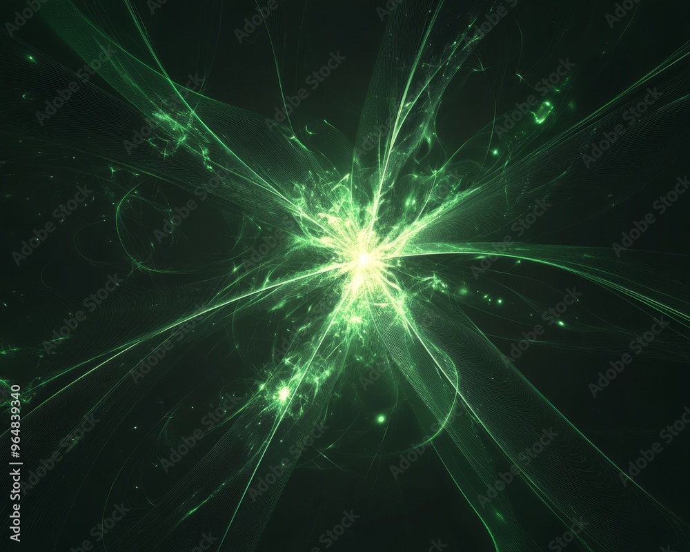 An abstract green background with an intricately drawn line art illustration of a fractal explosion star An abstract green background with an intricately drawn line art illustration of a fractal explosion star