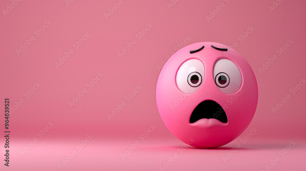 Nervous eyes and mouth emoji expression on pink background Nervous eyes and mouth emoji expression on pink background