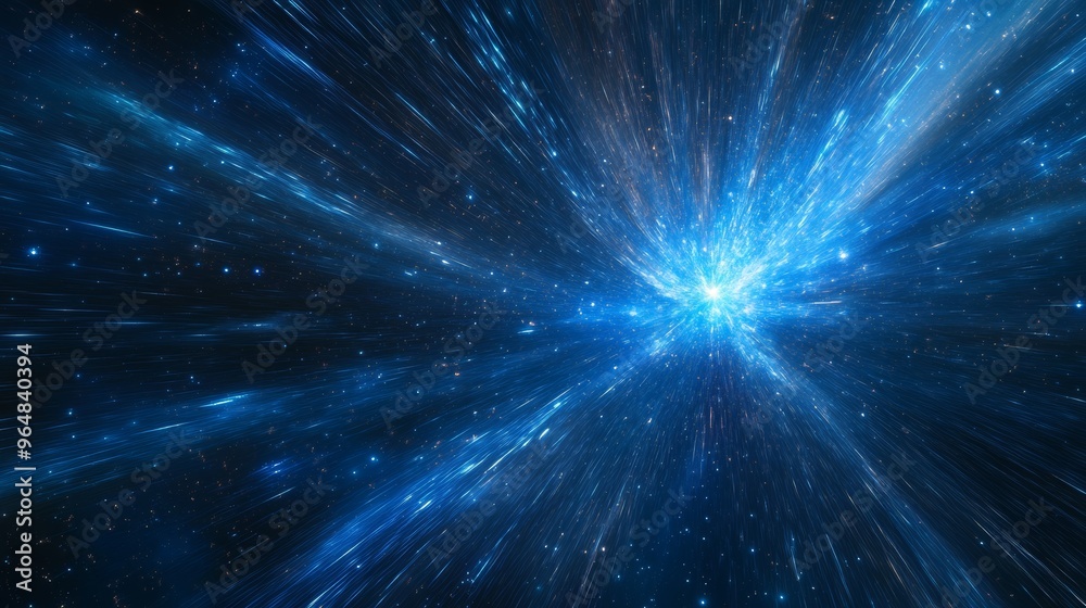 Graphite illustration with a blue background and a star explosion Graphite illustration with a blue background and a star explosion