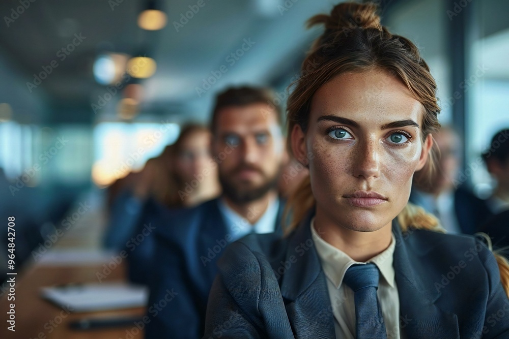 group of tired corporate personnel officers sitting in a row, looking bored and frustrated during a business meeting. group of tired corporate personnel officers sitting in a row, looking bored and frustrated during a business meeting.