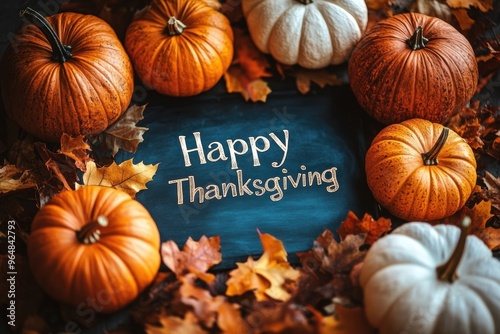 Composite image of illustration of happy thanksgiving day text