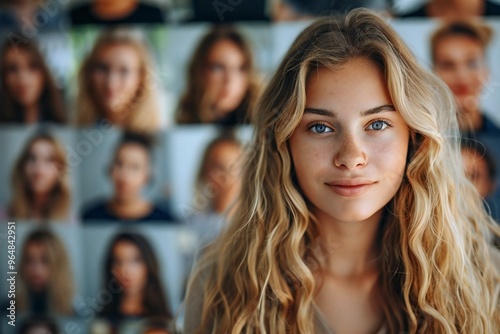 Wallpaper Mural collage of diverse people's faces for an online conference call meeting. Torontodigital.ca