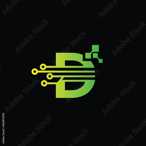 Technology Letter D Logo Template vector, D tech logo, Letter D logo