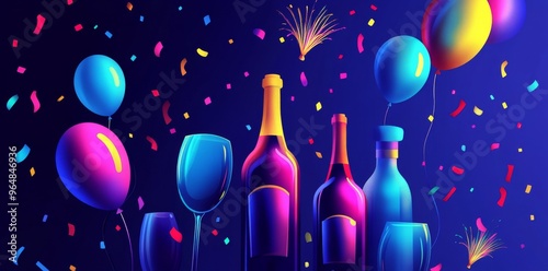 A line art illustration celebrating the start of a new year