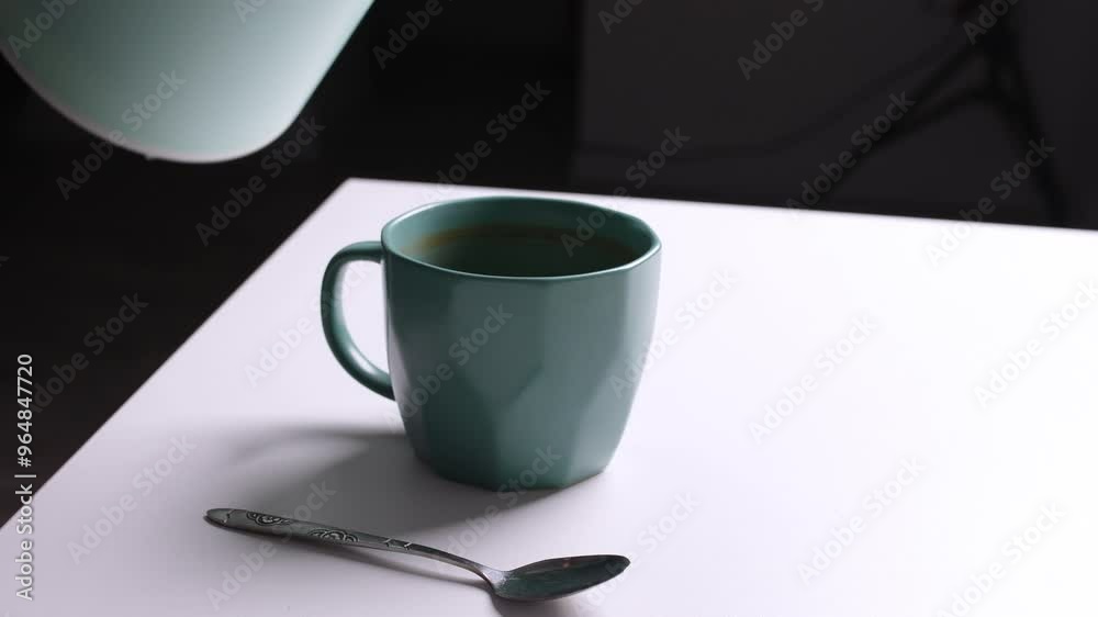 Man making tea on white table close-up view