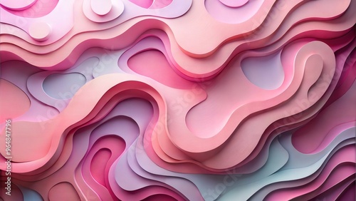 Textured pink and lilac paper cut waves in layered design for creative backgrounds