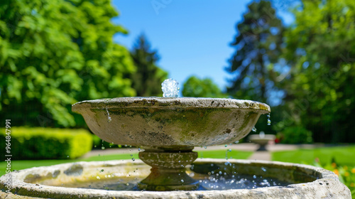 Closeup of a water fountain in a graden photo