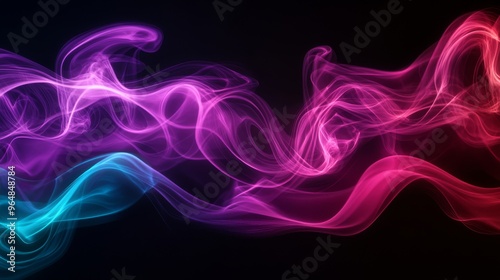 A dark background with abstract pink fire light smoke shapes in line art