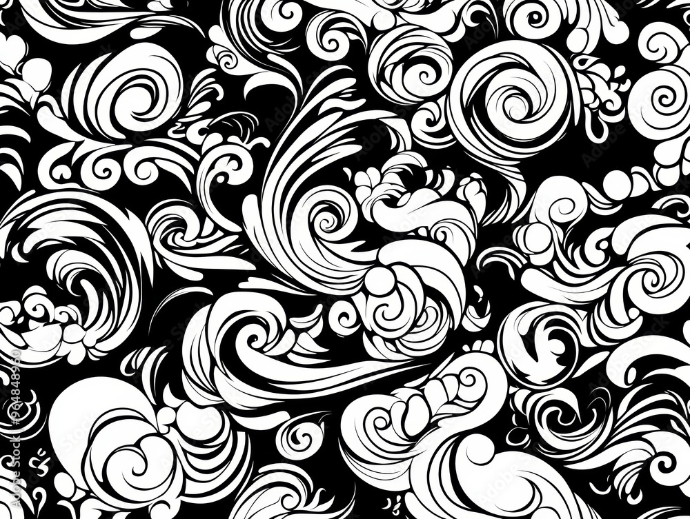 Black and white geometric patterns intersecting design Illustration in line art Black and white geometric patterns intersecting design Illustration in line art